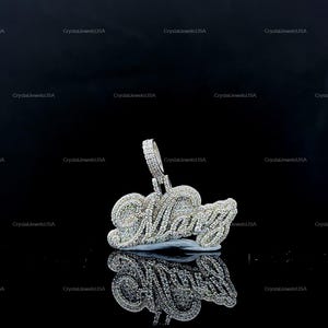 VVS Moissanite Iced out Custom Pendant, Silver Hip Hop VVS Moissanite Ladies Pendant, Custom Letter Name VVS Moissanite Pendant for her