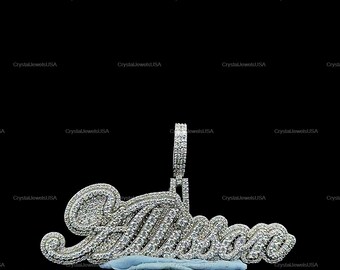 Custom VVS Moissanite Letter Pendant, Sterling Silver, Hip Hop Jewelry