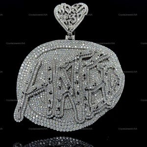 Custom Letter Hip Hop Pendant, Initial Letter Pendant, Men&#39;s Hip Hop Letter Moissanite Pendant, Ice Out Hip Hop Jewelry, 925 Sterling Silver