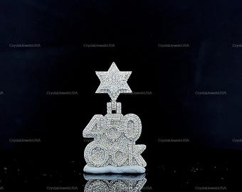 Custom Letter Moissanite Pendant, Sterling Silver Hip Hop Bling