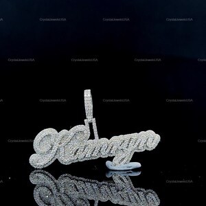 VVS Moissanite Iced out Custom Pendant, Silver Hip Hop VVS Moissanite Ladies Pendant, Custom Letter Name VVS Moissanite Pendant for her