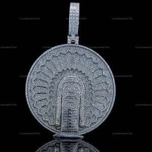 Round Moissanite pendant | Hip hop pendant | Iced-out Pendant | 925 Sterling Silver pendant | Hip-hop jewelry | Moissanite Iced-out Pendant