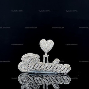 Hiphophanger aanpassen, aangepaste brief, glanzende ronde moissanite Iced Out-hanger, 925 sterlingzilver, hiphophanger heren