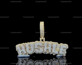 Custom Initial Moissanite Pendant, Sterling Silver Hip Hop Jewelry