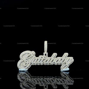 VVS Moissanite Iced out Custom Pendant, Silver Hip Hop VVS Moissanite Ladies Pendant, Custom Letter Name VVS Moissanite Pendant for her