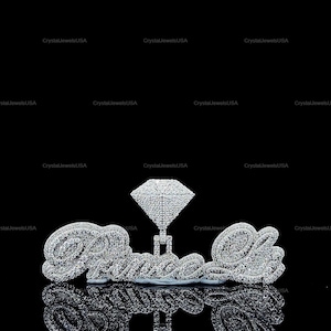 Pingente de Hip Hop com Letra Personalizada, Personalize Sua Letra da Sorte, Pingente de Número de Hip Hop Masculino, Pingente de Moissanite, Joias de Hip Hop Ice Out