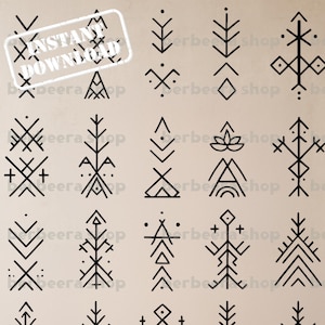 Amazigh Berber Tattoo Symbols | Tribal Vector Art (Digital Download)