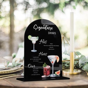 Signature Drink Sign, Signature Cocktail Sign, Wedding Cocktail Menu, Wedding Drink Sign, Wedding Bar Menu Sign, Acrylic Drink Menu Sign