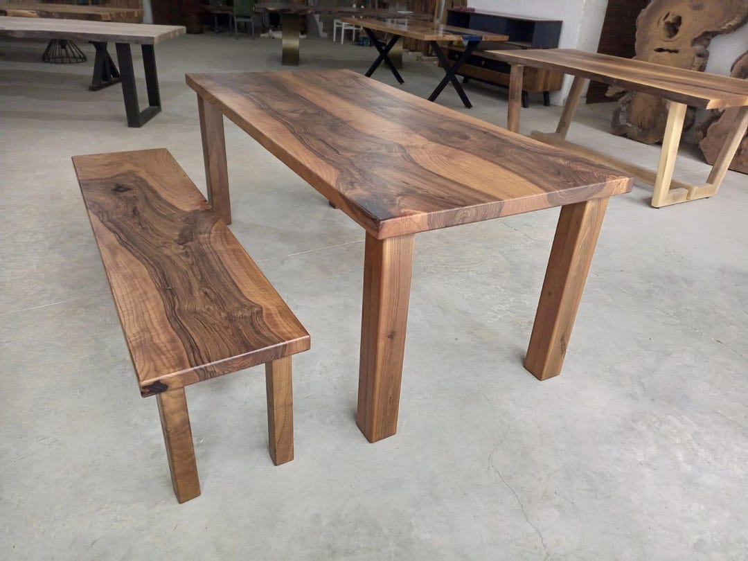 Handmade Live Edge Walnut Dining Table, Solid Wood Farmhouse Table ...