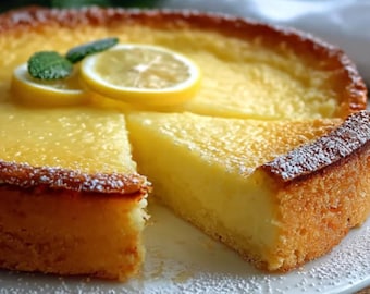 Lemon Custard Cake Recipe Printable PDF – Homemade Citrus Dessert – Digital Download