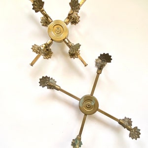 Two Vintage Expandable Solid Brass Footed Hot Pot Trivets - Victorian