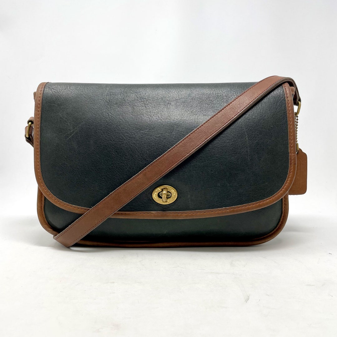 Vintage COACH Classics Originals Green W/ Tan-leather Trim 6790 