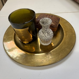 Large Vintage Solid Brass Charger Dishes Platters or Trays
