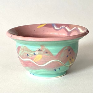 80s Deco Modernist Handmade Studio Pottery Pastel ART Bowl - Incense, smudge, catchall