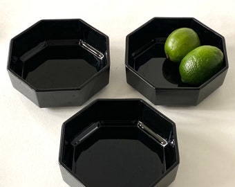 Misy szklane Arcoroc Octime Black: zestaw 3 sztuk, vintage France