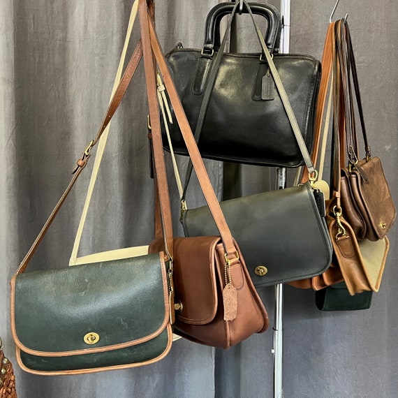Vintage COACH Classics Originals Green W Tan Leather Gem Il 570xN.4576601770 F5ae