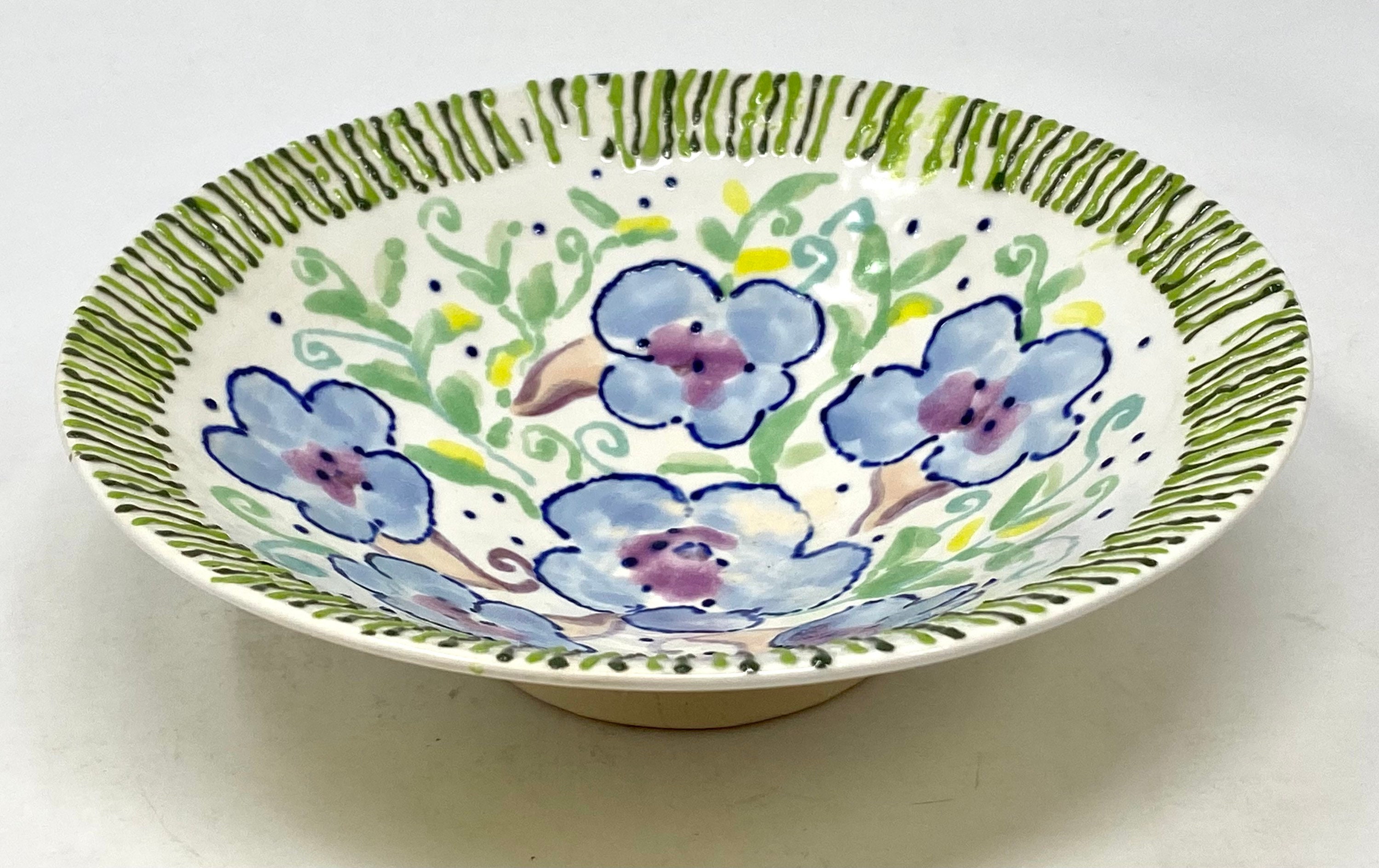 Ancien bol Art Déco, décor de fleurs multicolores - Vendu