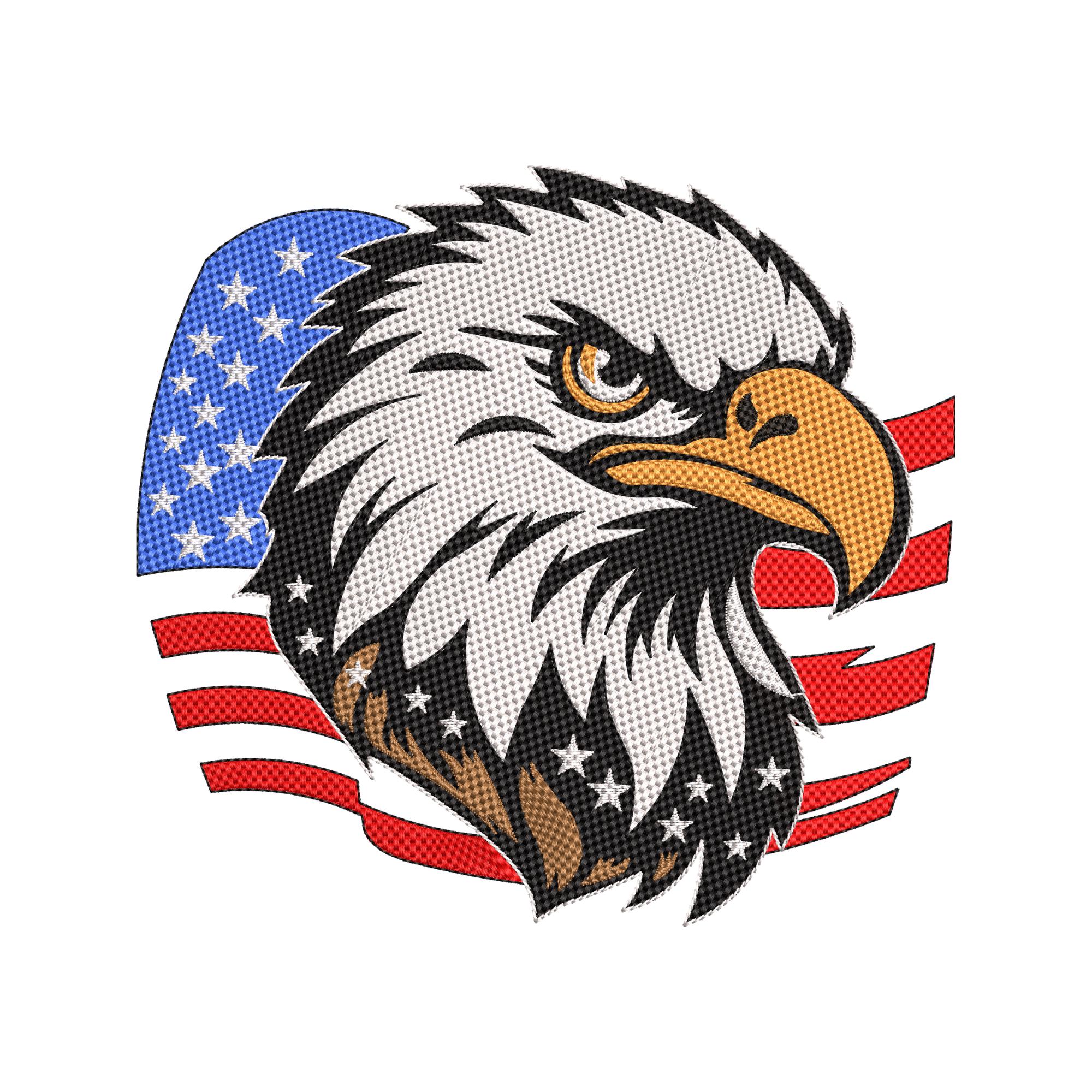 American Bald Eagle Patriotic Embroidery Machine Design-USA Flag Embroidery Design Instant download