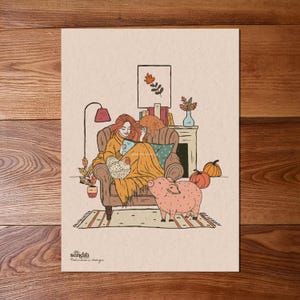 Cozy automne | Poster | carte | affiche | Vegan art | Animals illustration | Vegan print