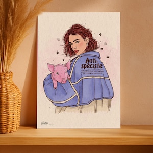 Affiche "antispéciste" | Véganisme | Poster vegan | Vegan print | Carte | Affiche | Vegan art | Illustration vegan