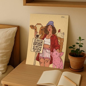 Manifesto "Mi rifiuto" - Femminismo | Veganismo | Manifesto vegano | Stampa vegana | Mappa | Manifesto | Arte vegana | Illustrazione vegana