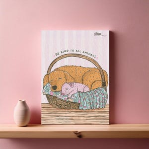 Be Kind to All Animals | Poster d'art | carte | affiche | Vegan art | illustration vegan | Vegan print