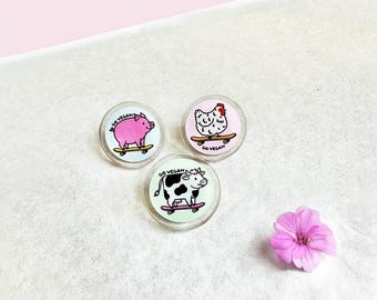 Pins | Recycled Acrylic Pins | Go Vegan