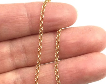 Wholesale Jewelry Making Bulk Chain by the Foot,Gold over Sterling Silver 2mm Rolo Chain,Sku: 101005-VM