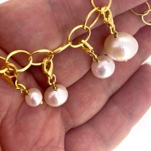 14K gold, Gold Filled, Gold Plated Freshwater Pearl Charms-Add on Charm-Pearl Charm with Clasp - Bracelet Charms-Sku:  291100