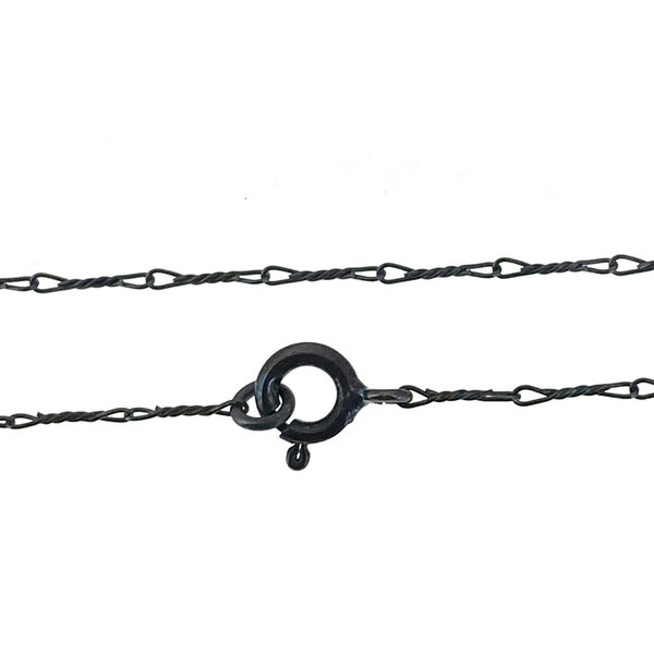 Oxidized 925 Sterling Silver Finished Chain - 6.7mm x 1mm Fancy Twisted Link Chain - 16" to 36" Lengths - SKU:601007OX
