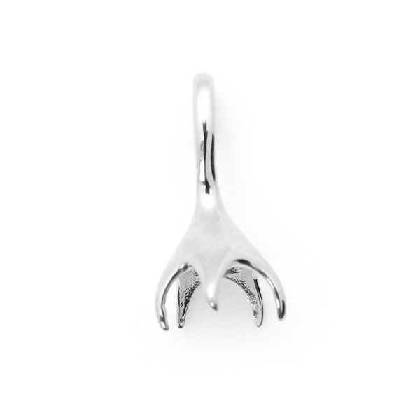 Bouchon de perle de bourgeon de fleur en argent sterling avec poteau - Accessoires en argent pour perles - Bélière en argent lisse brillant - 17 mm (1 pc) SKU: 219210