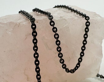 Oxidized 925 Sterling Silver Flat Oval Cable Chain-Bulk Unfinished Chains-Jewelry Supply-Solid Jewelry Making Chain-Black Silver