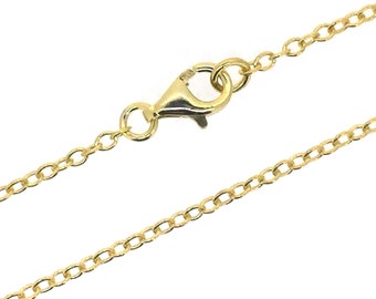 Gold over Sterling Silver Chain-2mm Strong Cable Chain-Gold Necklace, Bracelet and Anklet-  Cable Chain Necklace-7-36 inches- Sku: 601019-VM