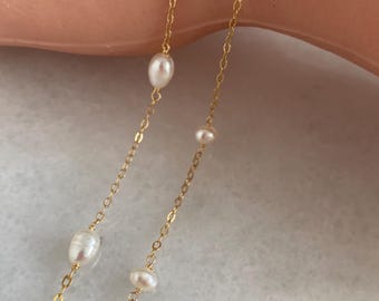 14K Gold Filled Permanent Jewelry Pearl Chains by the foot-Wholesale Jewelry Supplies