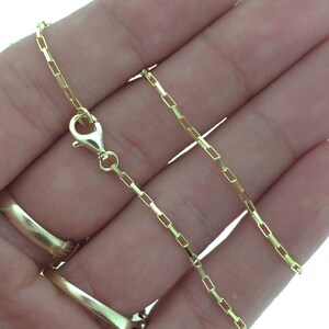 Gold over Sterling Silver Chain-Small Box Chain-Gold Paper Clip Chain Necklace, Bracelet, Anklet, 7-36 inches-SKU: 601011-VM