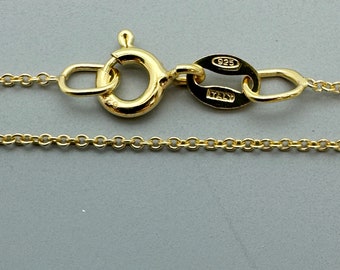 Dainty Gold Necklace-Gold Over 925 Sterling Silver Chain Necklace-Tiny Plain Cable Chain-Fine Necklace Chain-Ready To Wear-16-20 inches