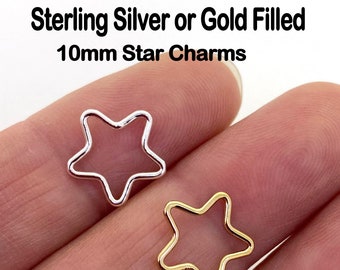 14K Gold Filled OR 925 Sterling Silver Star Connector-Wholesale Permanent Jewelry Supply-Bulk Jewelry Connectors and Charms-10mm or 15mm