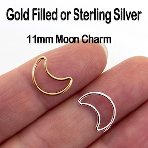 14K Gold Filled Or 925 Sterling Silver Moon Connector-Moon Connectors-Permanent Jewelry Charm-Wholesale Jewelry Supplies-11mm Jewelry Charm