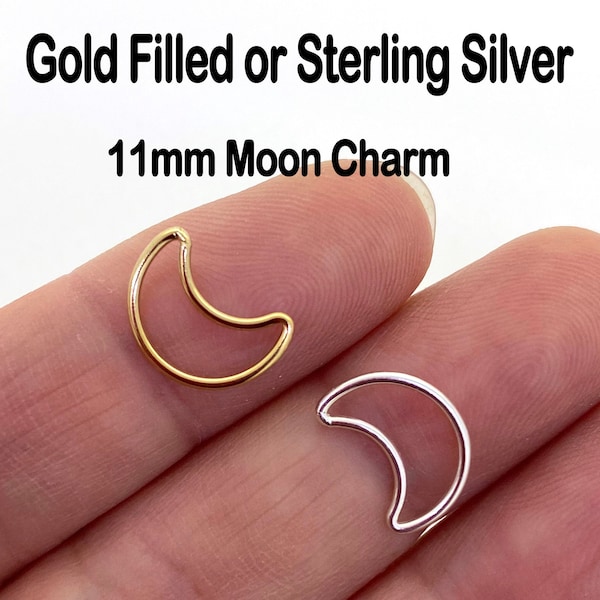 14K Gold Filled Moon Charms, Sterling Silver Moon Connector, Moon Connectors Permanent Jewelry Charm Supplies-Wholesale sku: 201319