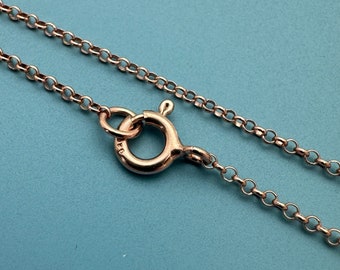 Cadena de plata de ley chapada en oro rosa - Cadena de eslabones tipo rolo - Cadena para tobillo - Cadena para pulsera - Cadena de eslabones tipo rolo de 1 mm de 7 a 36 pulgadas - SKU: 601016-RG