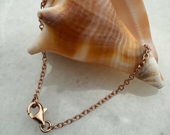 Rose Gold over Sterling Silver Chain-2mm Strong Cable Chain-Necklace, Bracelet and Anklet-Cable Chain Necklace (7-36 inches) SKU: 601019-RG