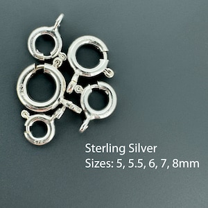 Anillos de resorte de plata de ley 925 - Cierre redondo - Cierre de cadena - Suministros de joyería - Anillos de resorte al por mayor - De 5 mm a 8 mm - Cierre con anilla abierta - Cierres de joyería