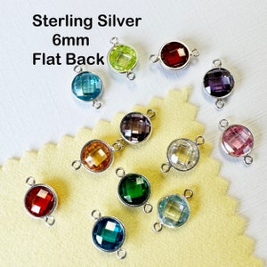 6mm Sterling Silver AAA CZ Stone Connector-Tiny Birthstone Connector-permanent jewelry charms,connetors-Wholesale Jewelry Supply-SKU: 201329