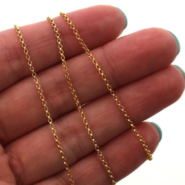 1/20 14K Gold Filled Rolo Chain by the foot,Unfinished Bulk 1.1mm Rolo Chain,Tiny Rollo Belcher Chain-Permanent Jewelry Chain-SKU: 101016-GF