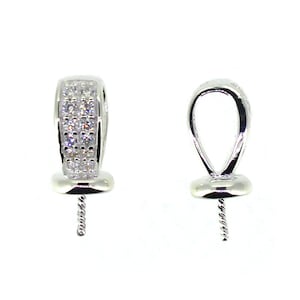 925 Sterling Silber Bügelkappe mit Zirkonia Steinen für halb gebohrte Perlen und Perlen-Fancy Bead Top-Großhandel Zubehör (1 Stück) SKU: 210022