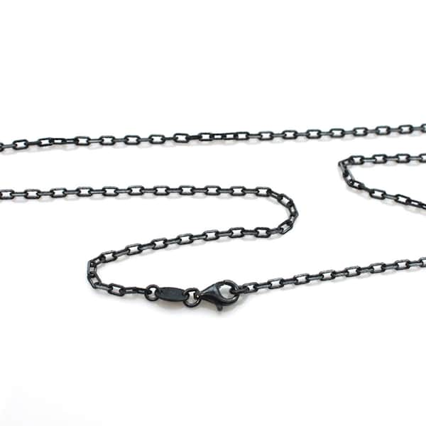 Oxidized Sterling Silver Chain-Anchor Chain Necklace-Silver Box Chain Necklace-Diamond Cut Box Chain-All Sizes SKU: 601041-OX