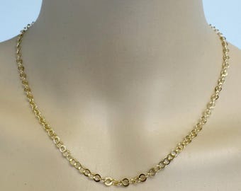 22K Gold Over 925 Sterling Silver Flat Cable Chain Necklace