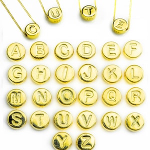 Cuentas de letras iniciales de oro-oro sobre plata de ley A-Z cuentas de encanto de letras iniciales- cuentas de encanto de alfabeto de 6 mm para pulseraSKU:201305-VM