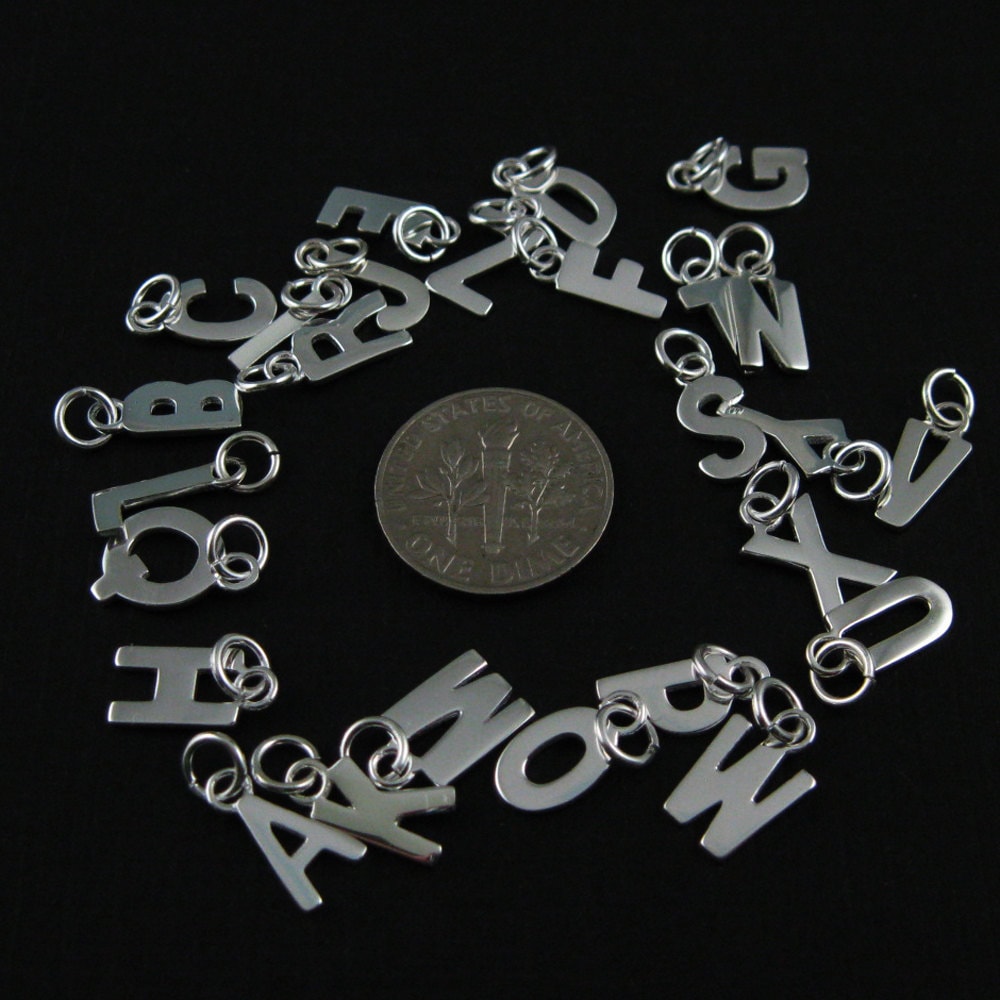 Silver Letter Charm-925 Sterling Silver Pendant-high Polish
