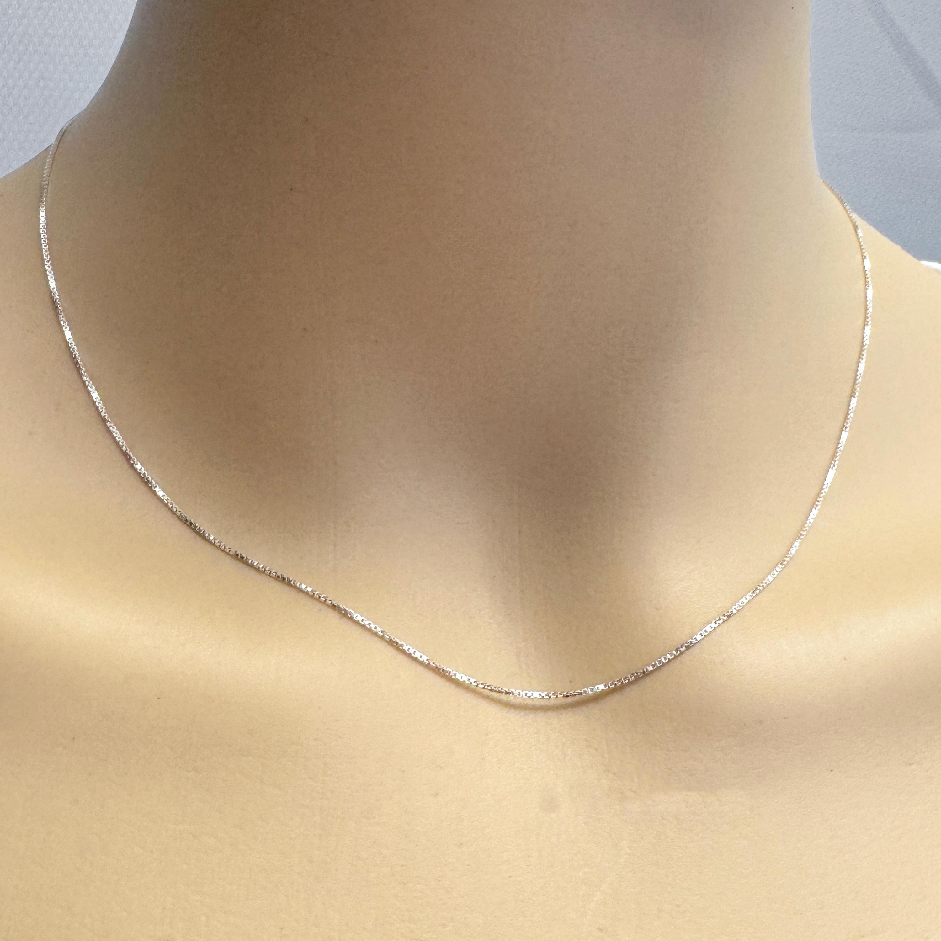 Mini Box Chain Sterling Silver Chain - Small Box Chain Necklace for Pendant - Silver ...